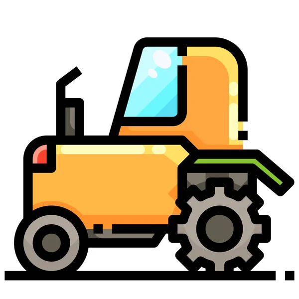 Farming Tractor Transport Icon Filled Outline Style — Stock Vector