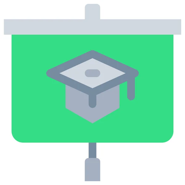 Školství Promoce Učení Ikona Plochém Stylu — Stockový vektor