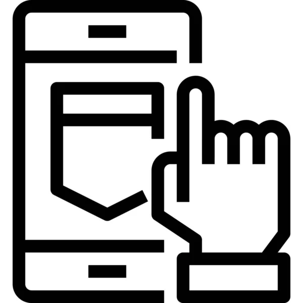 Main Mobile Icône Sécurisée Dans Style Outline — Image vectorielle