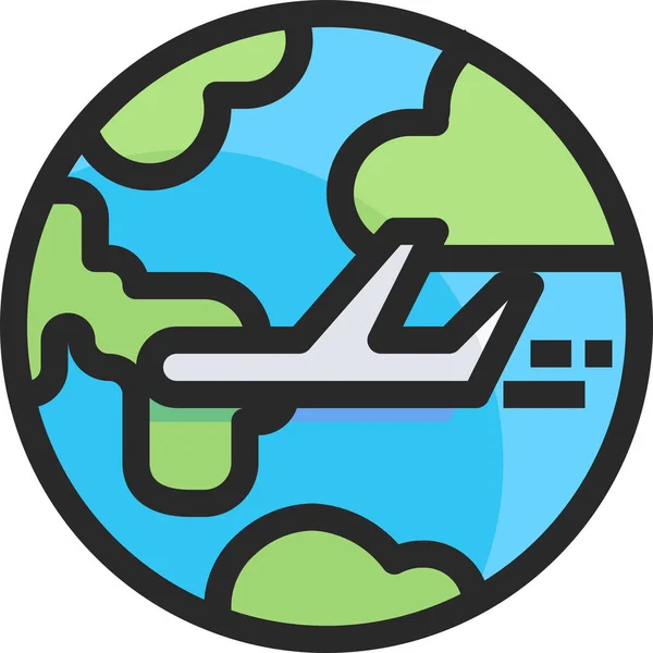 필그림 양식으로 비행기 비행기 비행기용 아이콘 — 스톡 벡터