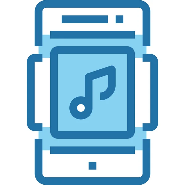 Icône Musique Mobile Multimédia Dans Style Contour Rempli — Image vectorielle