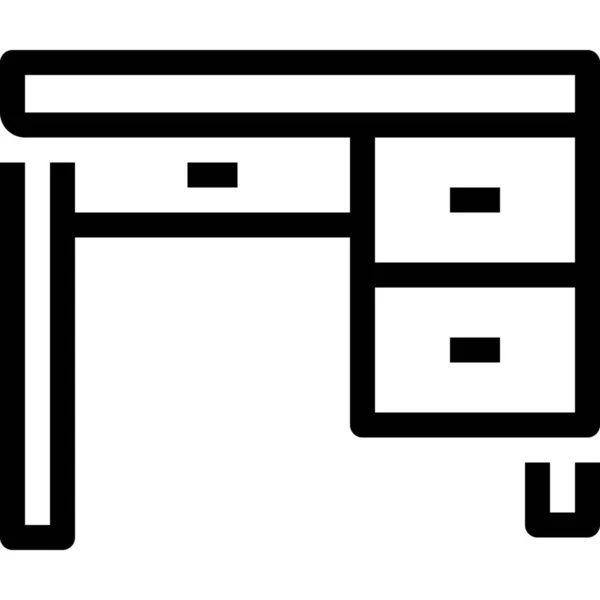 Inredning Skrivbord Möbler Ikon Kontur Stil — Stock vektor