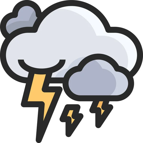 Cloud Lightning Power Icon Estilo Contorno Lleno — Vector de stock