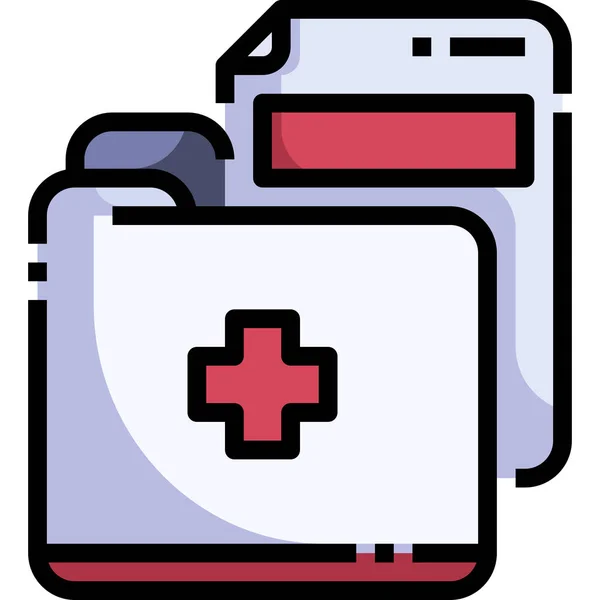 Иконка Папки Файлами Данных Категории Больницы Здравоохранение — стоковый вектор