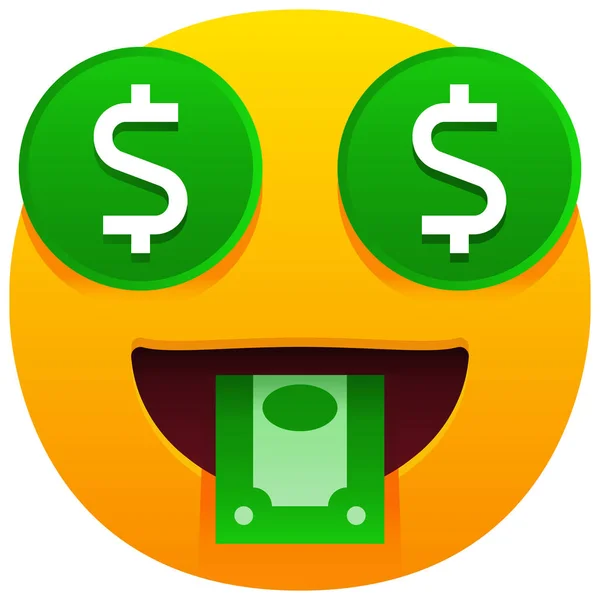 Peníze Dolar Emoji Ikona — Stockový vektor