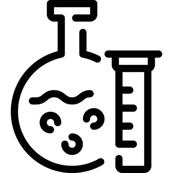 Chemische Kolven Laboratorium Pictogram Contouren Stijl — Stockvector