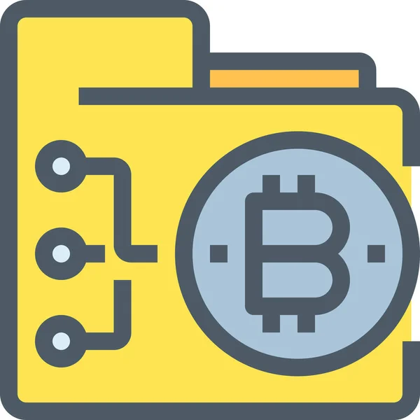 Ikona Kryptoměna Bankovních Bitcoinů Vyplněném Stylu Osnovy — Stockový vektor