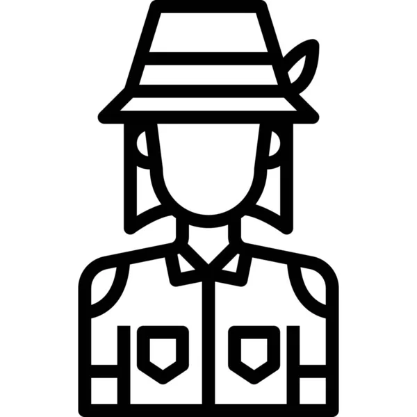 Avatar Femme Chasseur Icône Dans Style Contour — Image vectorielle