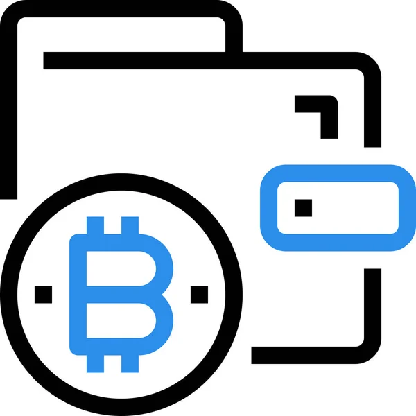 Bitcoin Waluta Ikona Cyfrowa Stylu Konturu — Wektor stockowy