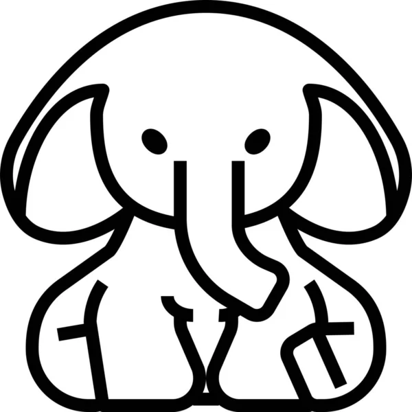 Animaux Avatar Éléphant Icône Dans Style Contour — Image vectorielle