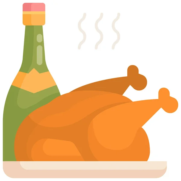 Dinner Roast Chicken Icon Easter Category — Stock Vector
