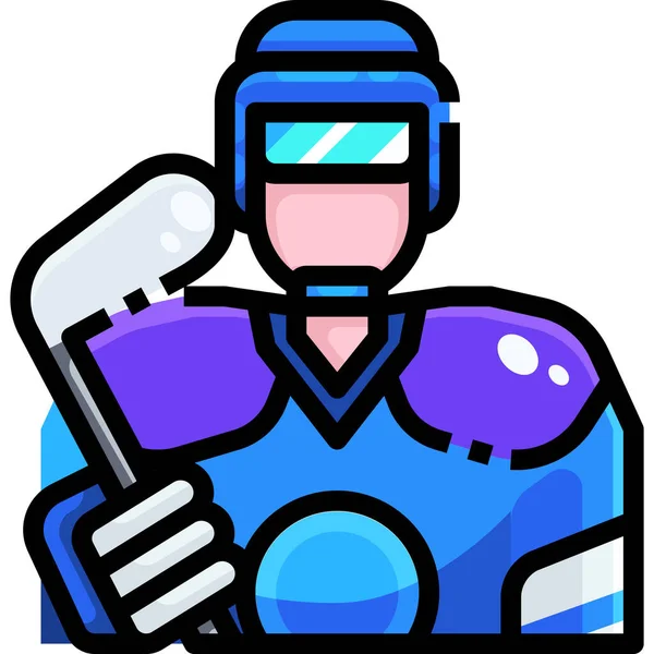 Icône Des Joueurs Hockey Avatar Dans Style Contour Rempli — Image vectorielle