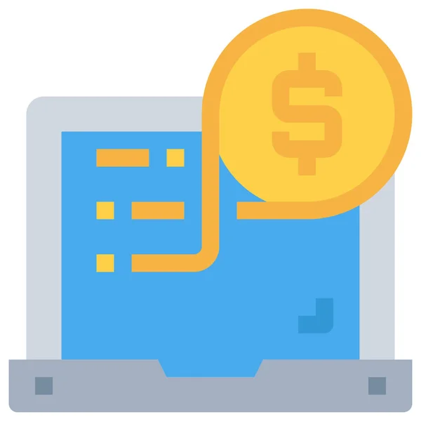 Bank Munt Computer Pictogram Platte Stijl — Stockvector