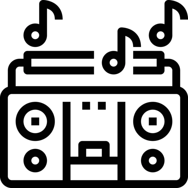 Boombox Icono Fiesta Música Estilo Esquema — Vector de stock