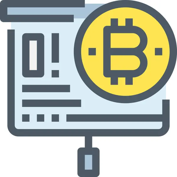 Ikona Biznesu Bitcoin Bank Stylu Wypełnionego Konturu — Wektor stockowy