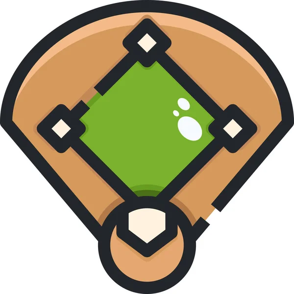 Icône Terrain Compétition Baseball Dans Style Contour Rempli — Image vectorielle