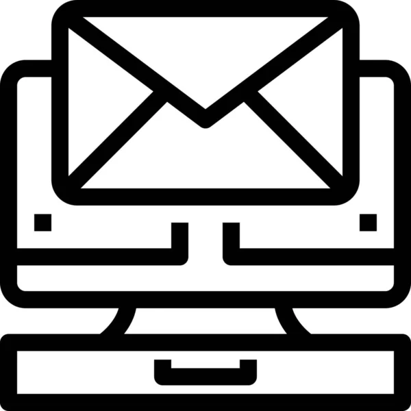 Üzleti Számítógép Mail Ikon Vázlatos Stílusban — Stock Vector