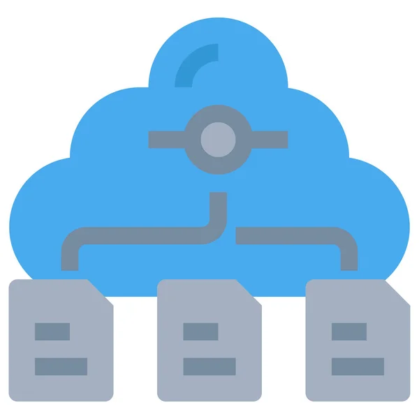 Ikona Databáze Cloudových Dat Stylu Flat — Stockový vektor