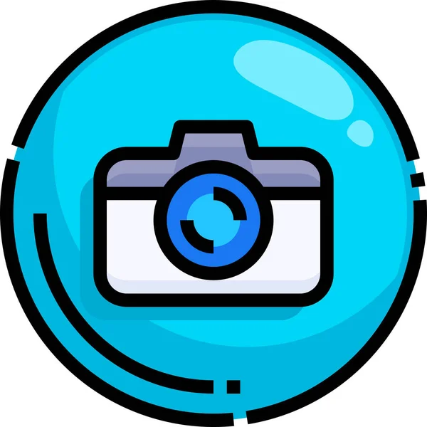 Icono Fotografía Digital Cámara Estilo Esquema Rellenado — Vector de stock