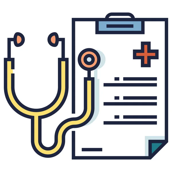 Diagnosi Check Icona Sanitaria Stile Contorno Pieno — Vettoriale Stock