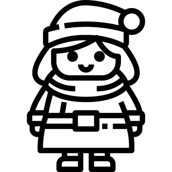 Mujer Invierno Chica Icono — Vector de stock