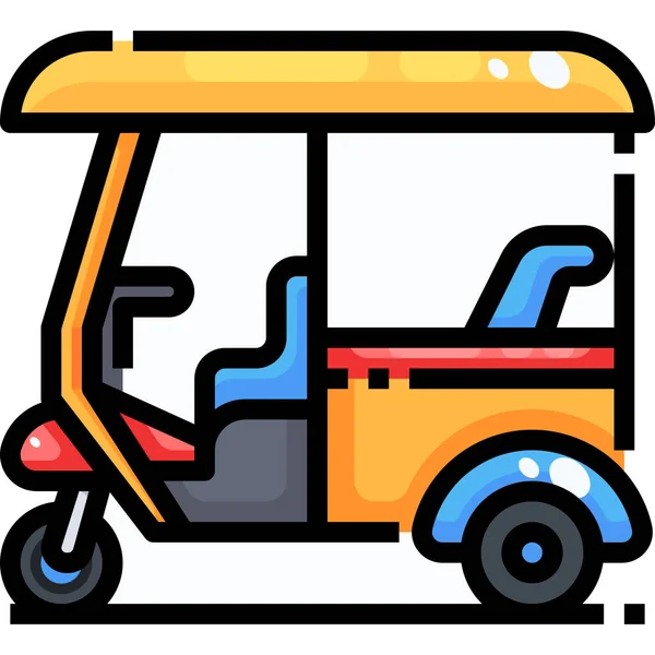 Culturas Rickshaw Thailand Icono Estilo Contorno Lleno — Vector de stock