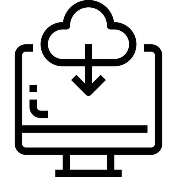 Ikona Komputera Chmurze Strzałek Stylu Konturu — Wektor stockowy