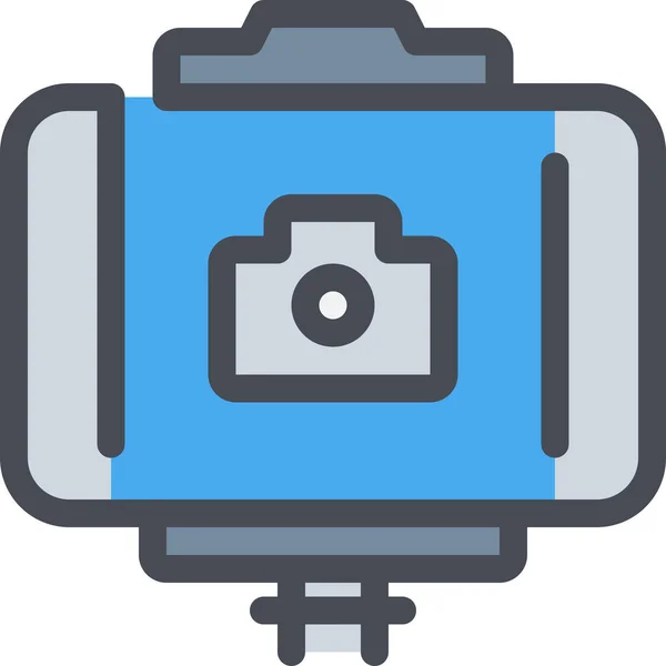 Cam Camera Media Icoon Gevulde Omtrek Stijl — Stockvector