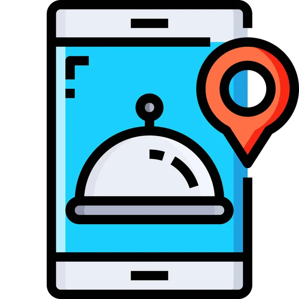 App Lieferung Essen Symbol Ausgefüllten Umriss Stil — Stockvektor