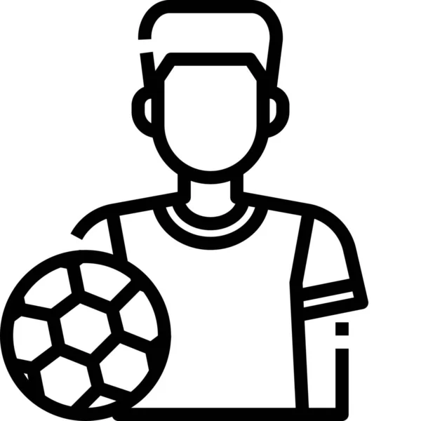 Voetbal Speler Voetbal Icoon Outline Stijl — Stockvector
