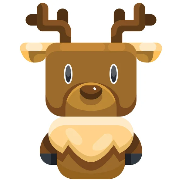 Animal Christmas Deer Icon Flat Style — Stock Vector