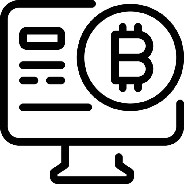 Bitcoin Btc Computer Icon Outline Style — Stock Vector