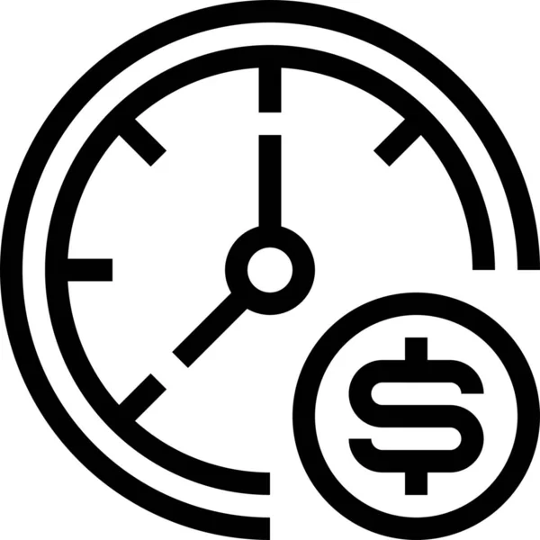 Banking Business Clock Icon Outline Style — Stock Vector