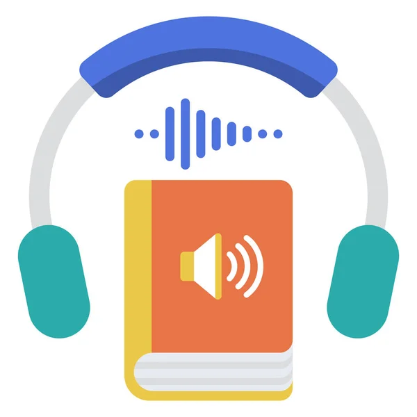 Audiobook Ηχητικό Εικονίδιο Του Βιβλίου Επίπεδο Στυλ — Διανυσματικό Αρχείο