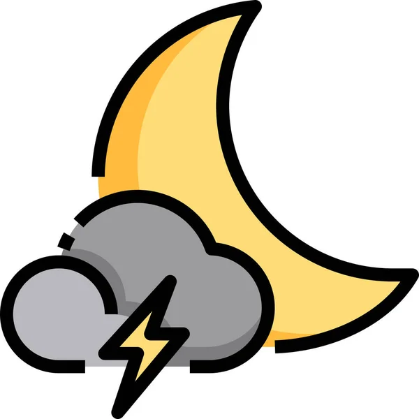 Nube Luna Noche Icono — Vector de stock