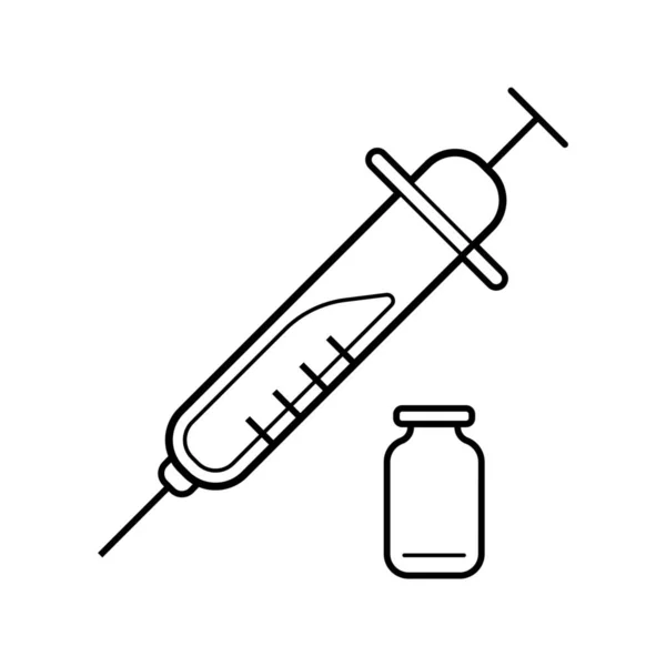 Icône Aiguille Médecine Injection Dans Style Contour — Image vectorielle