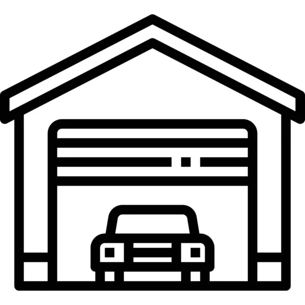 Gebouwen Huis Auto Pictogram — Stockvector