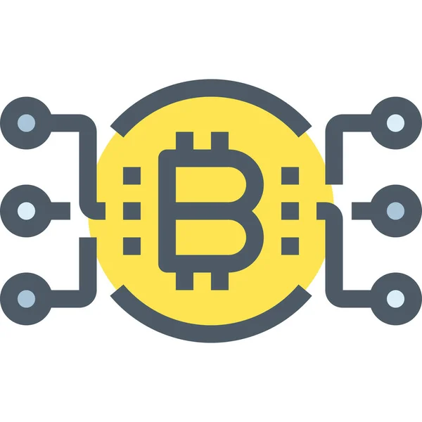 Ikona Kryptoměna Bankovních Bitcoinů Vyplněném Stylu Osnovy — Stockový vektor