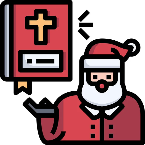 Buch Weihnachten Claus Icon — Stockvektor
