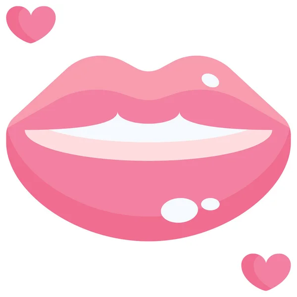 Heart Kiss Lip Icon Flat Style — Stock Vector