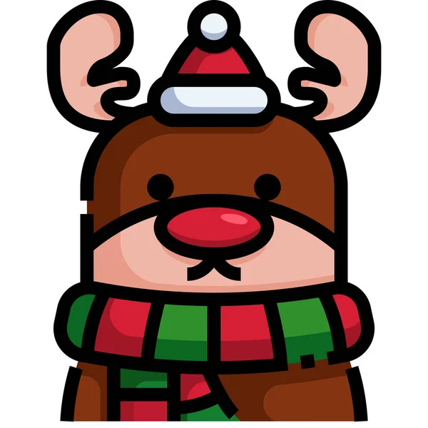 Christmas Animal Reindeer Icon — Stock Vector