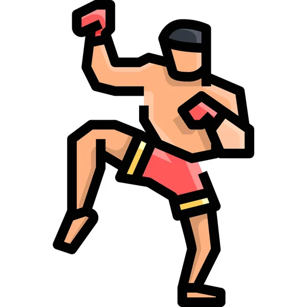 Arte Competencia Luchador Icono Estilo Contorno Lleno — Vector de stock