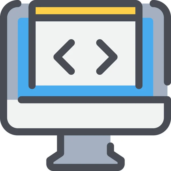 Code Coding Computer Icon Estilo Contorno Rellenado — Vector de stock