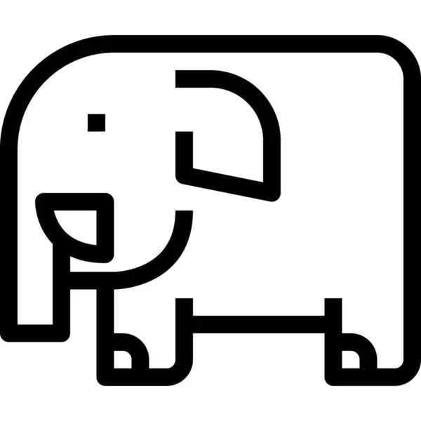 Dier Olifant Thailand Pictogram Contouren Stijl — Stockvector