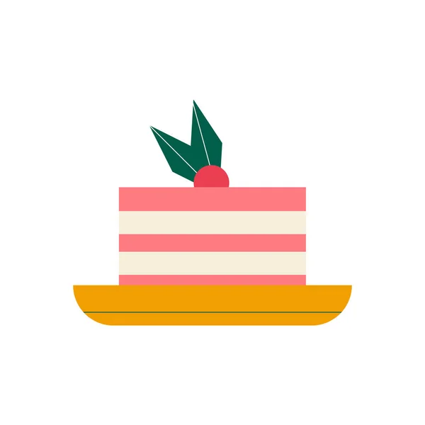 Gâteau Dessert Icône Italienne Dans Style Plat — Image vectorielle