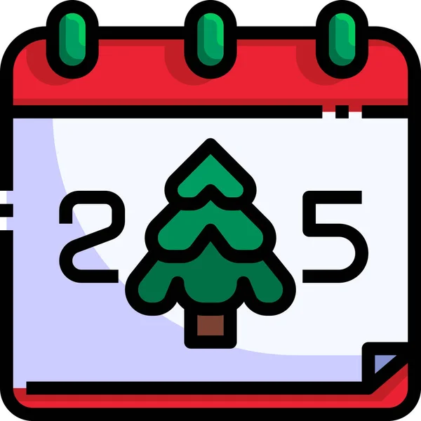 Calendario Citas Icono Navidad Estilo Contorno Lleno — Archivo Imágenes Vectoriales