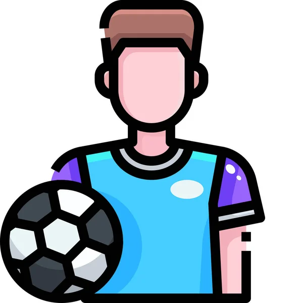 Futbolista Icono Fútbol Estilo Contorno Lleno — Vector de stock