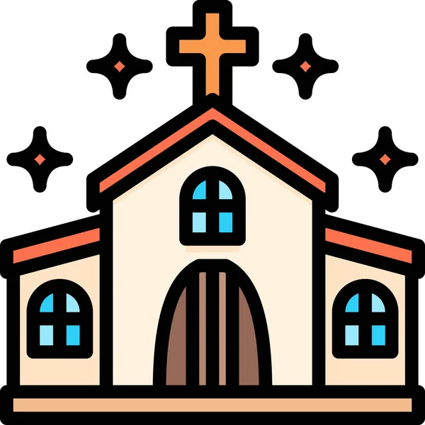 Arquitectura Iglesia Icono Católico Categoría Pascua — Vector de stock