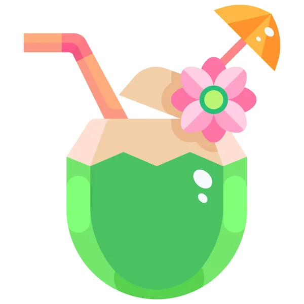 椰子喝扁平的图标 — 图库矢量图片