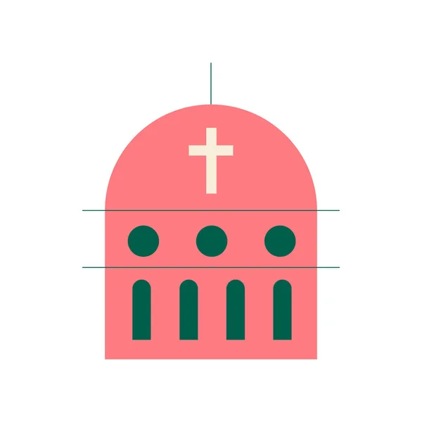 Католическая Икона Собора Базилики Плоском Стиле — стоковый вектор